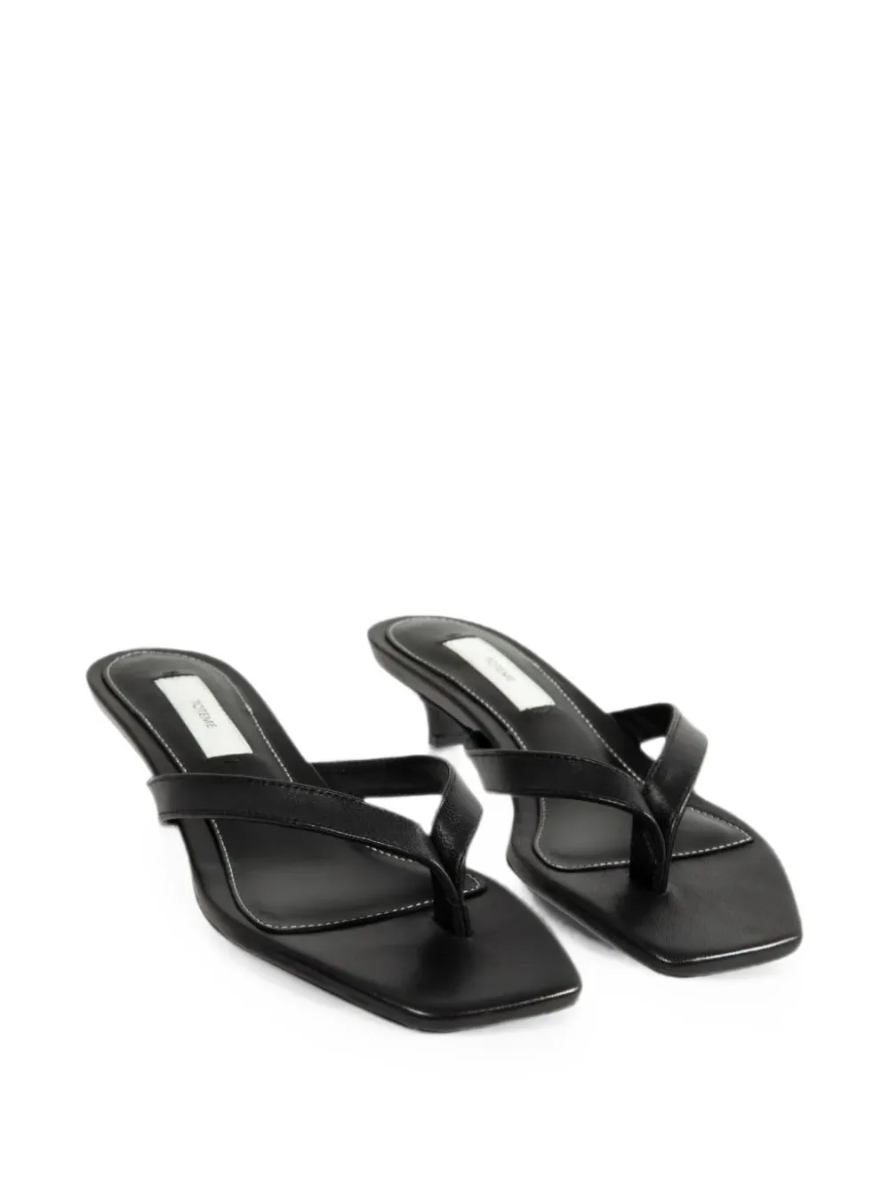 TOTEME leather heeled flip flops black Zwart