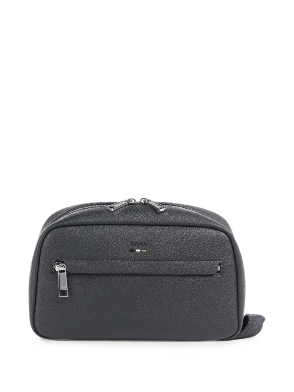 BOSS logo-detail leather washbag - Blu