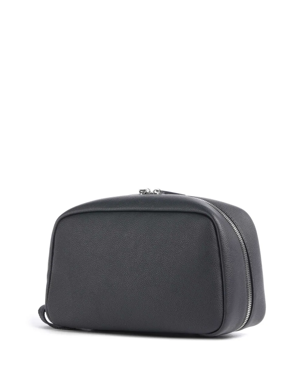BOSS Leren toilettas met logo-detail Blauw