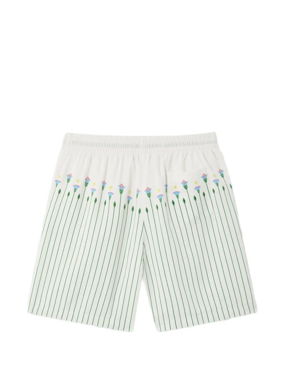 Casablanca Sportieve linnen shorts met bloemenstreep Groen