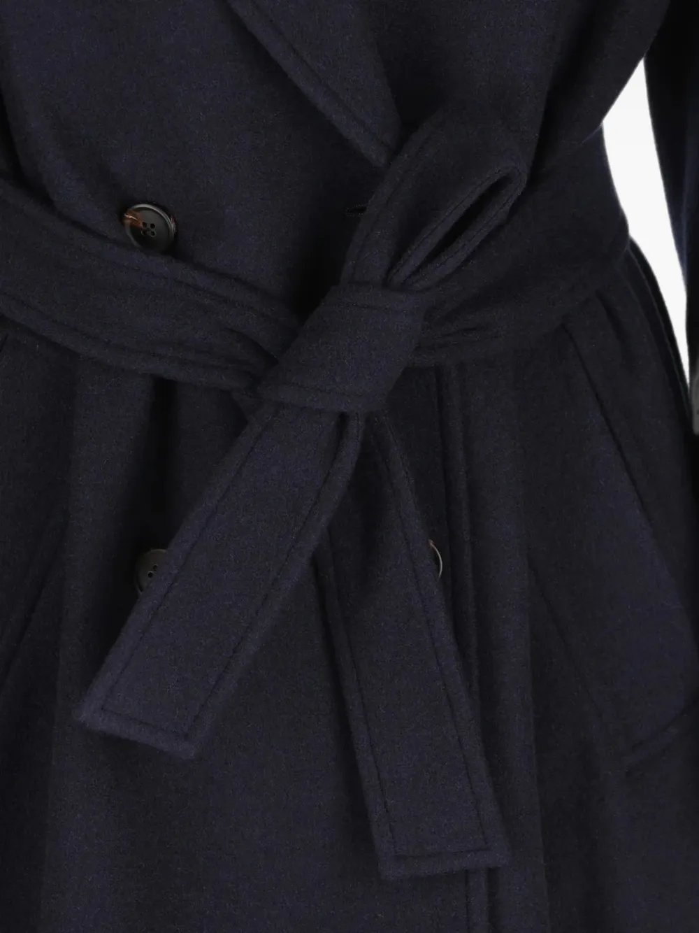 Brunello Cucinelli Jas met ceintuur en dubbele rij knopen Blauw