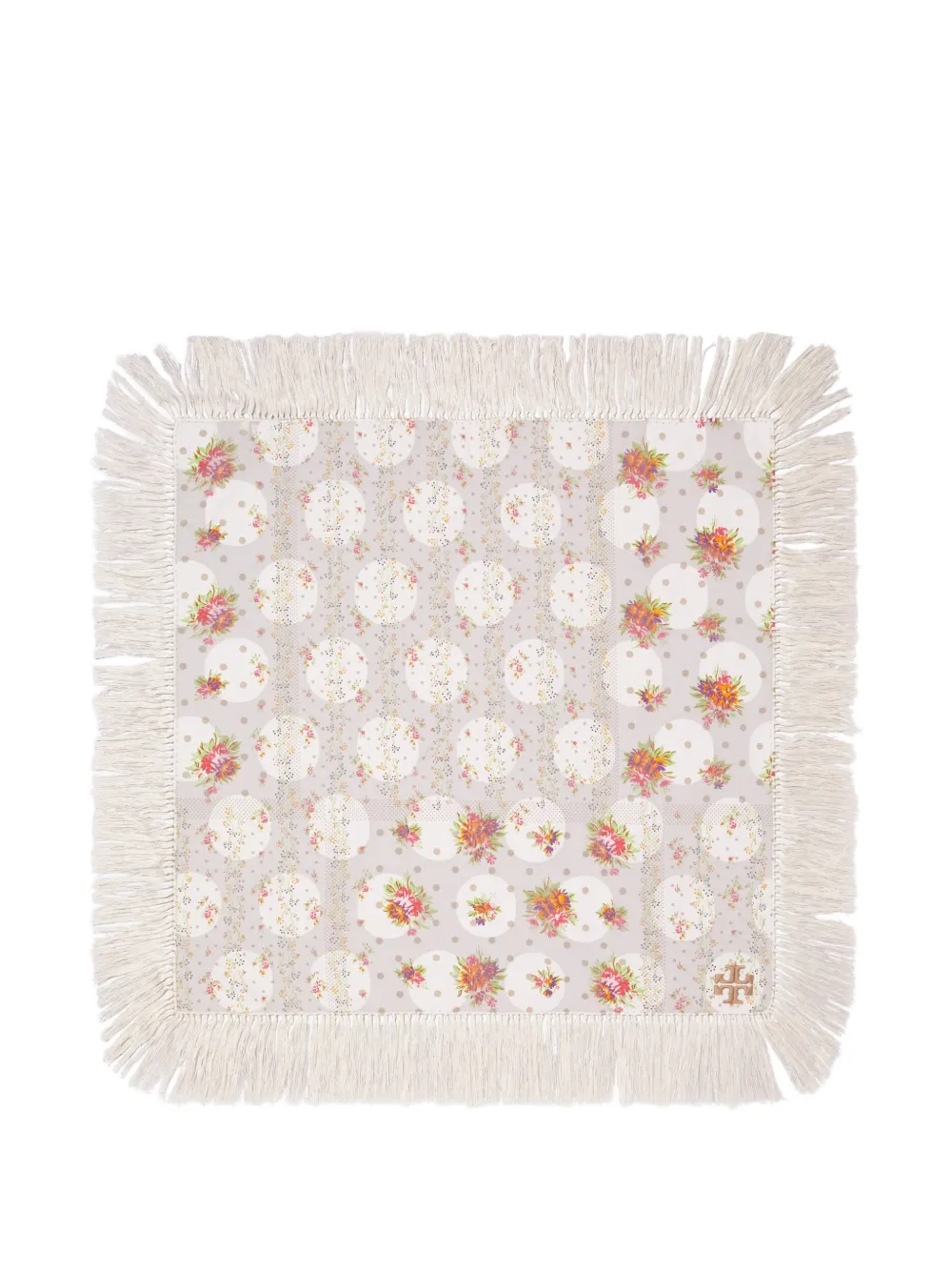 Tory Burch polka-dot floral patchwork neckerchief - Neutrals