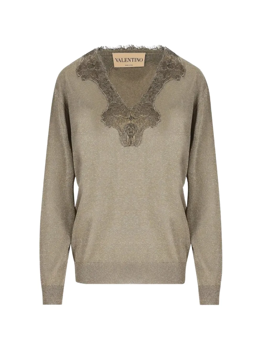 Valentino Garavani lace-trim metallic sweater - Neutrals