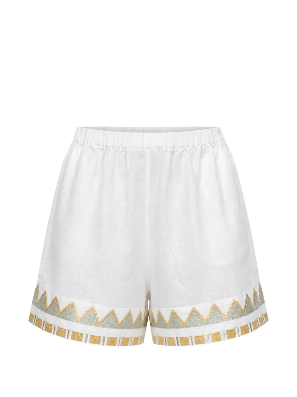 GREEK ARCHAIC KORI Papyrus embroidered mini shorts - Bianco