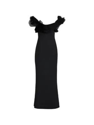 Badgley Mischka Ruffled Maxi Dress | Black