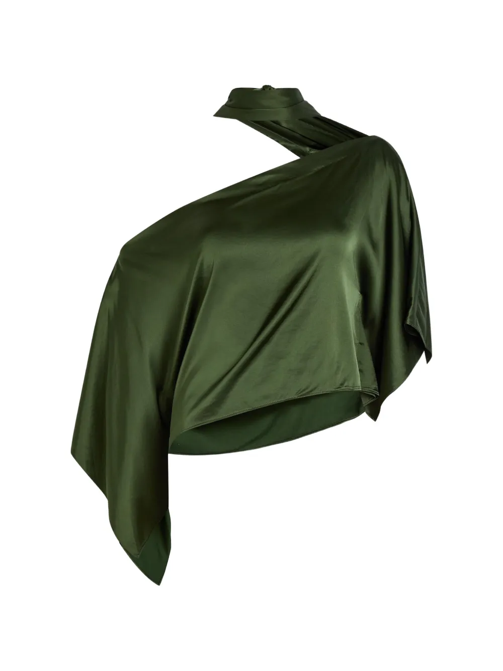 alice + olivia Rita one-shoulder draped top - Green