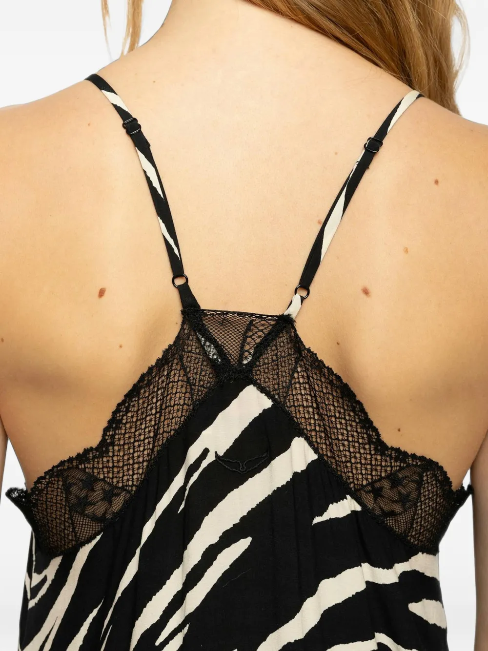 Zadig&Voltaire Jurk met zebraprint en kanten afwerking Zwart
