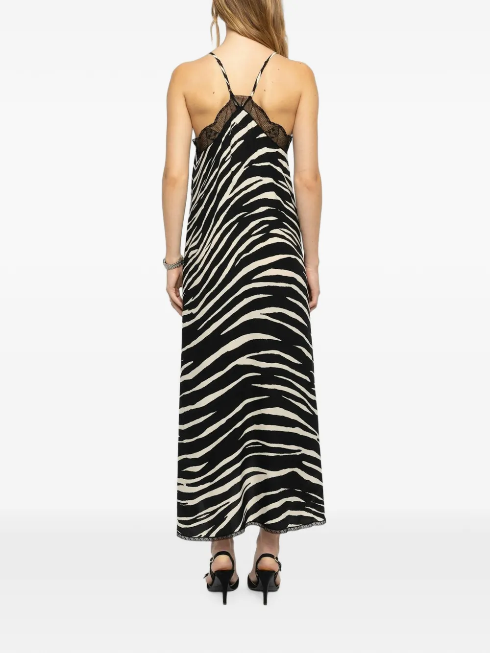 Zadig&Voltaire Jurk met zebraprint en kanten afwerking Zwart
