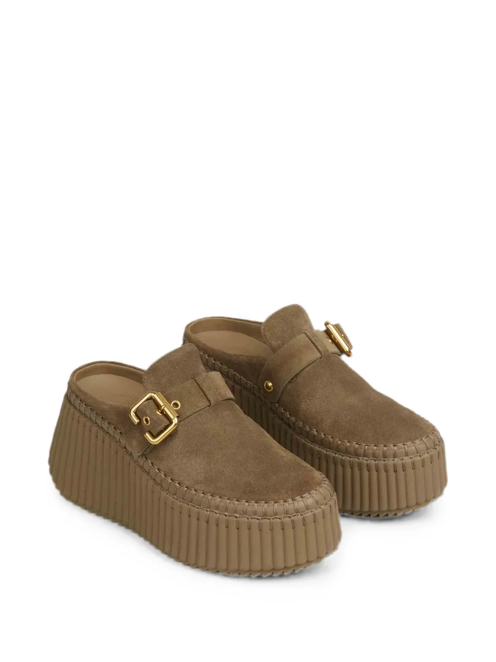 Chloé Nama buckle-fastening platform mules Groen
