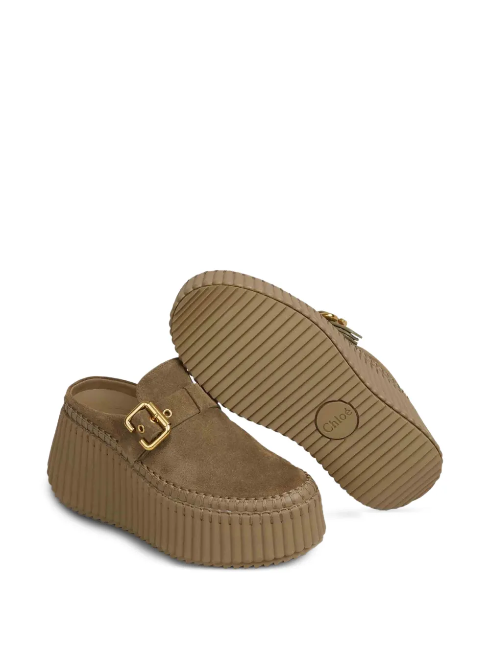 Chloé Nama buckle-fastening platform mules Groen