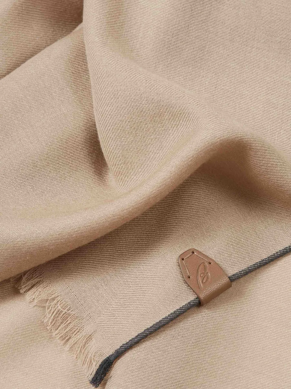 Brioni Sjaal met franje Beige