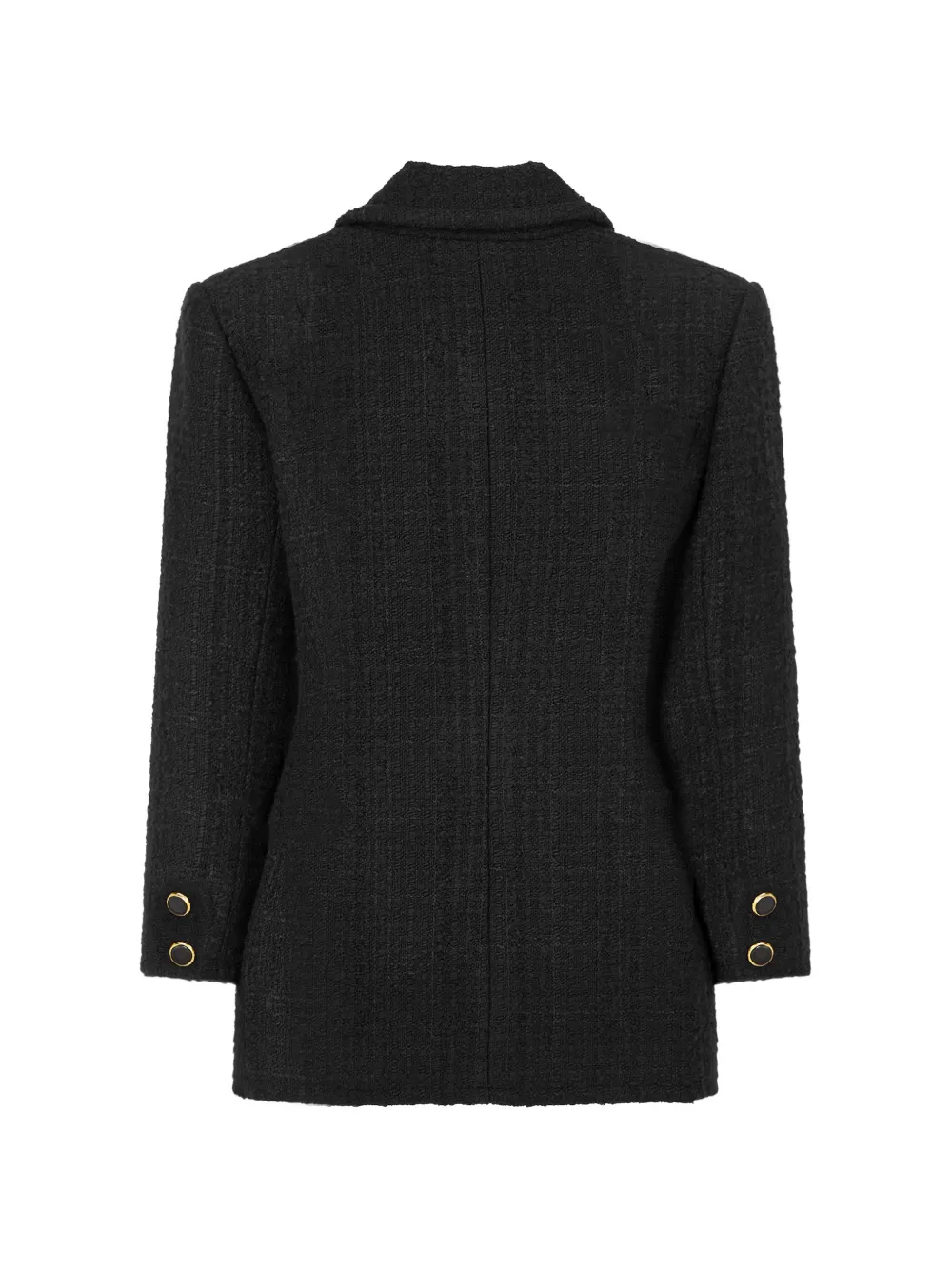 Saint Laurent Tweed jack met enkele rij knopen Zwart