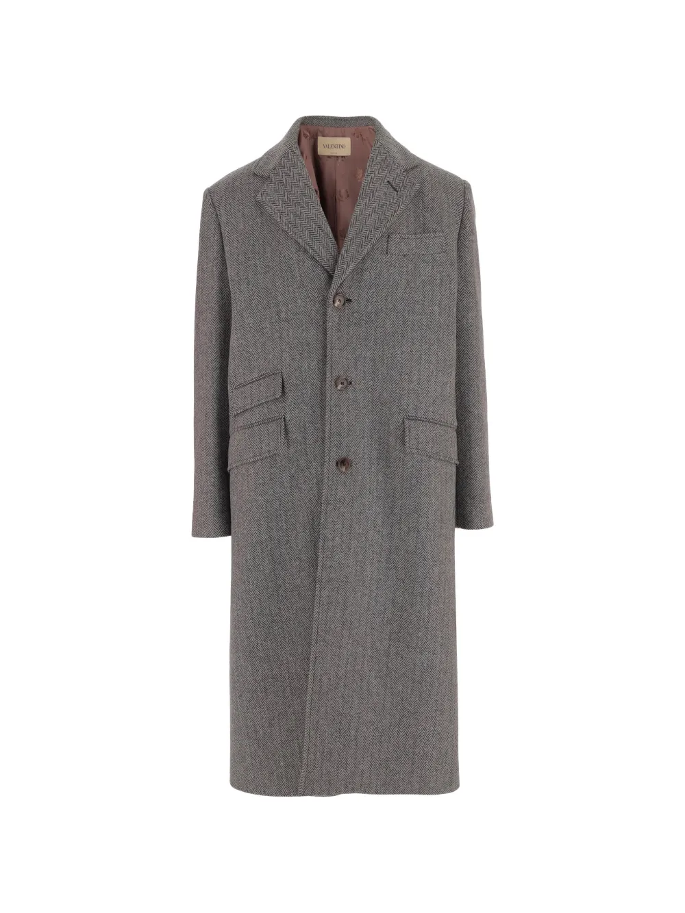 Valentino Garavani herringbone-pattern virgin wool coat - Grau