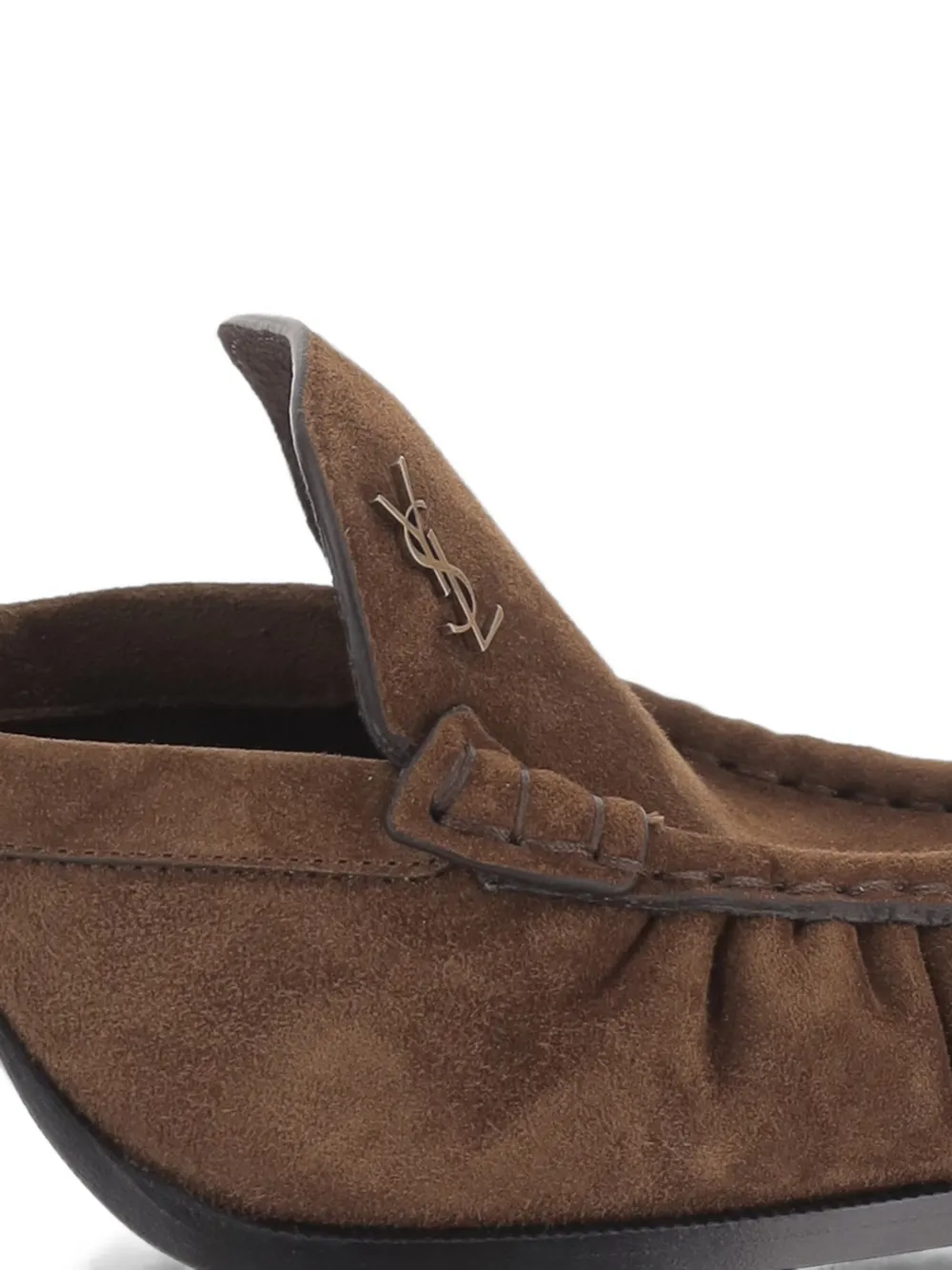 Saint Laurent Le Loafer suède muiltjes Bruin