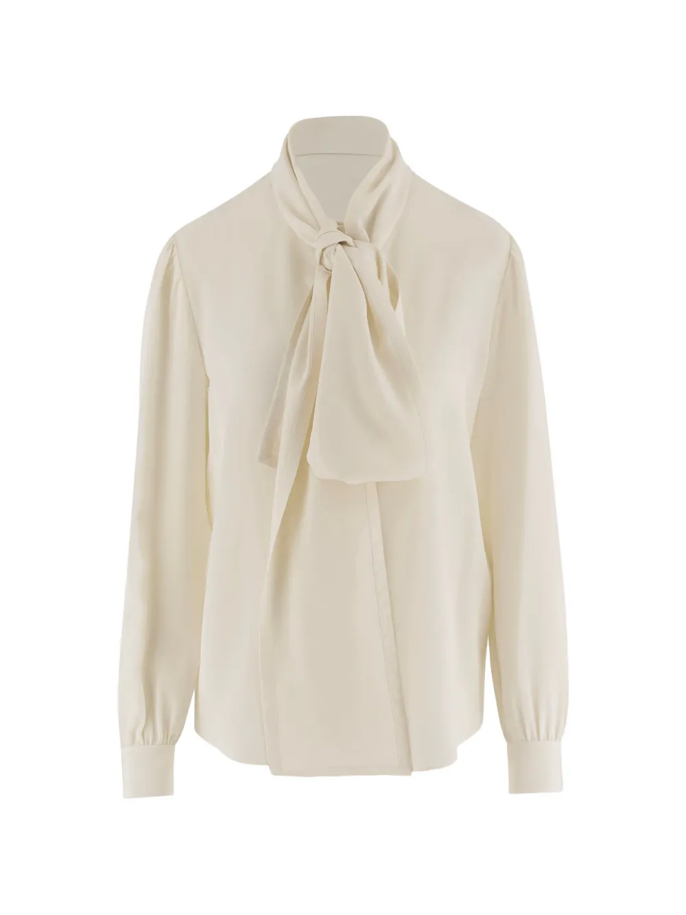 Saint Laurent Blusa Lavallière in crêpe de chine di seta - Toni neutri