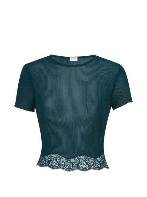 Saint Laurent laced T-shirt in ribbed silk