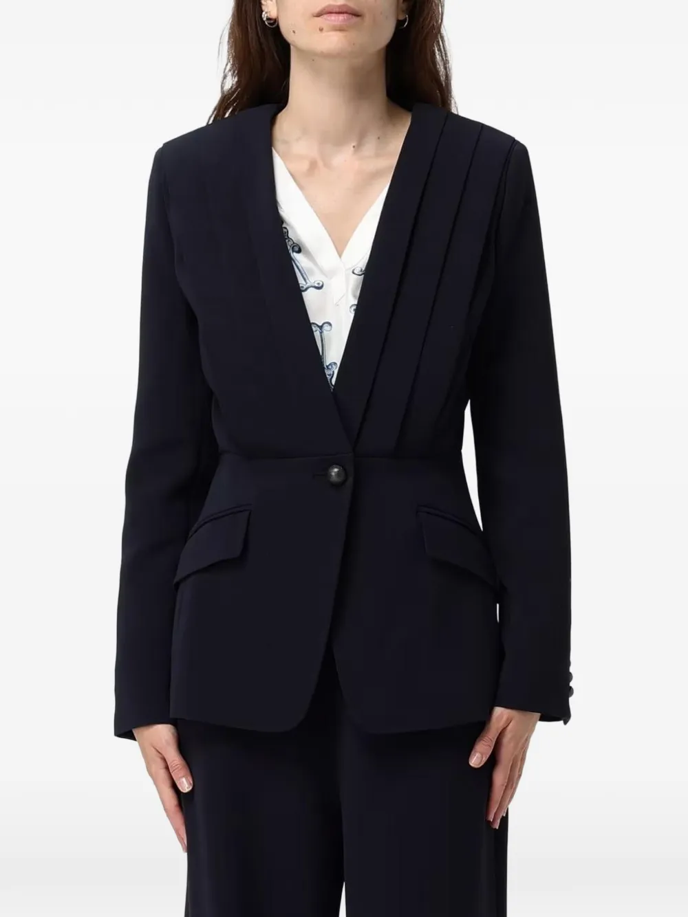 Max Mara Compact Cady jack met enkele rij knopen Blauw