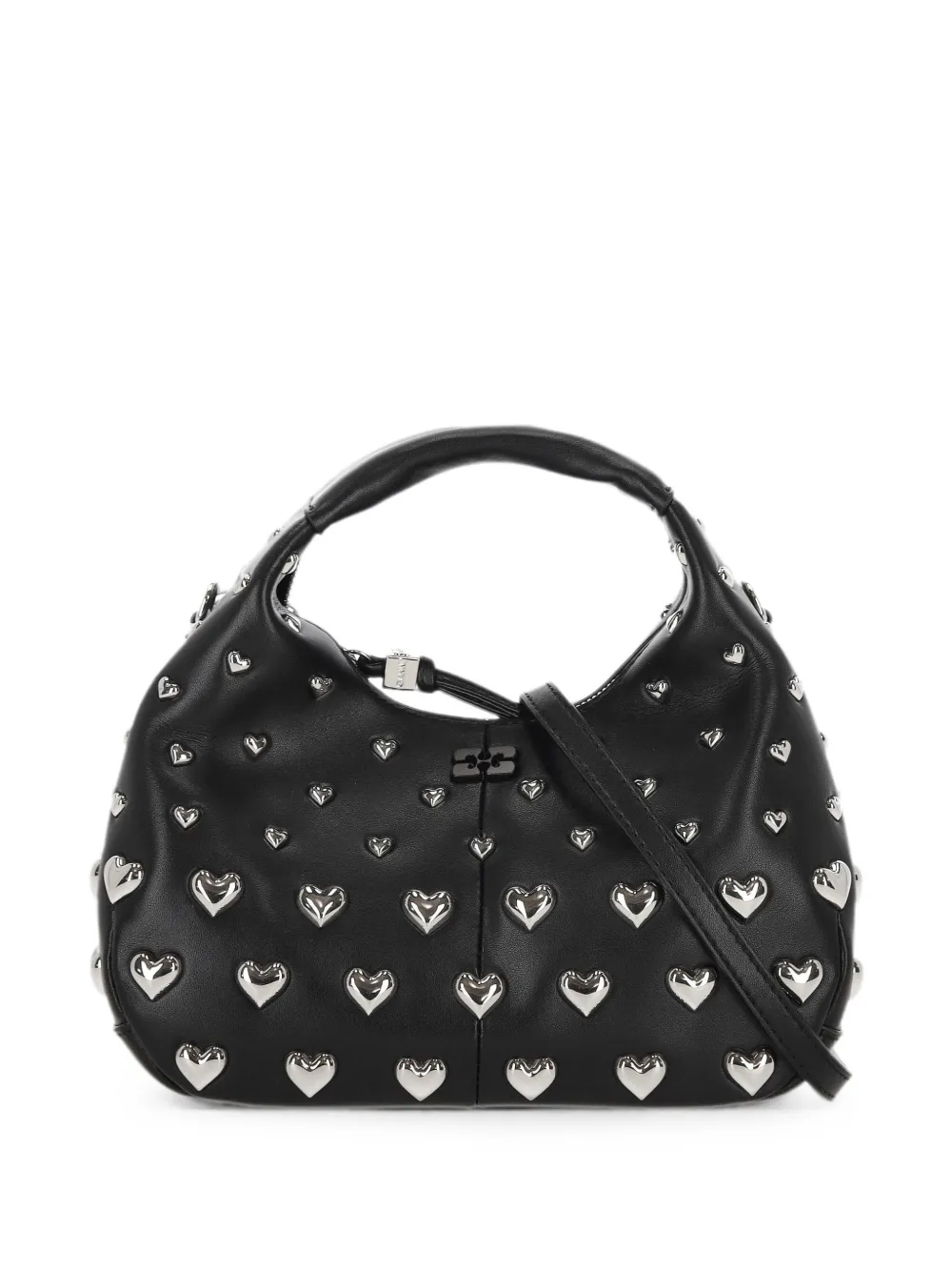 GANNI heart-stud shoulder bag - Nero