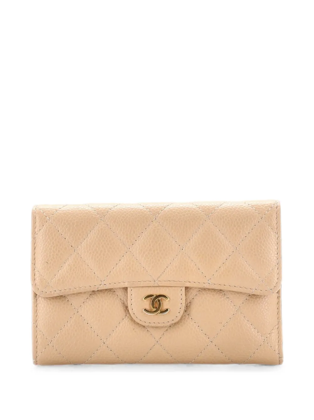 CHANEL Pre-Owned Portafoglio CC medio in pelle Caviar trapuntata con patta - Toni neutri