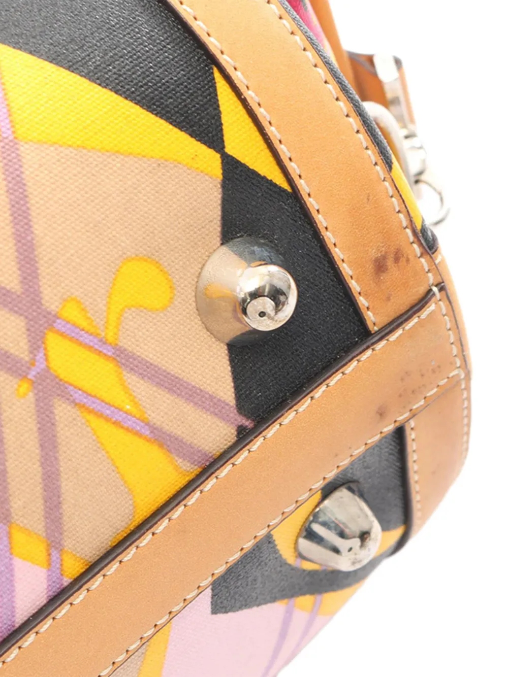 Dior Pre-owned 2004 Printed Coated Canvas Satchel in Brown, view 2
