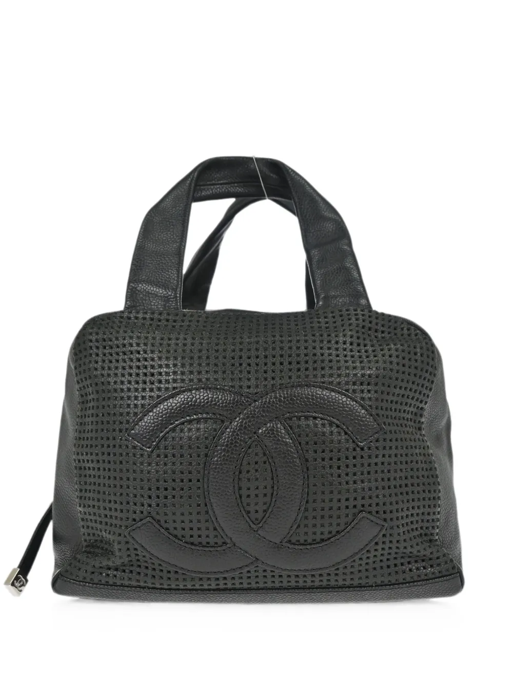 Pre-owned Chanel 2005-2006 Perforated Cc Tote Bag In Black