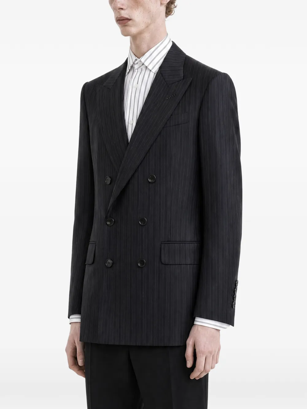 TOM FORD stripe-pattern double-breasted blazer | Black | Image 1