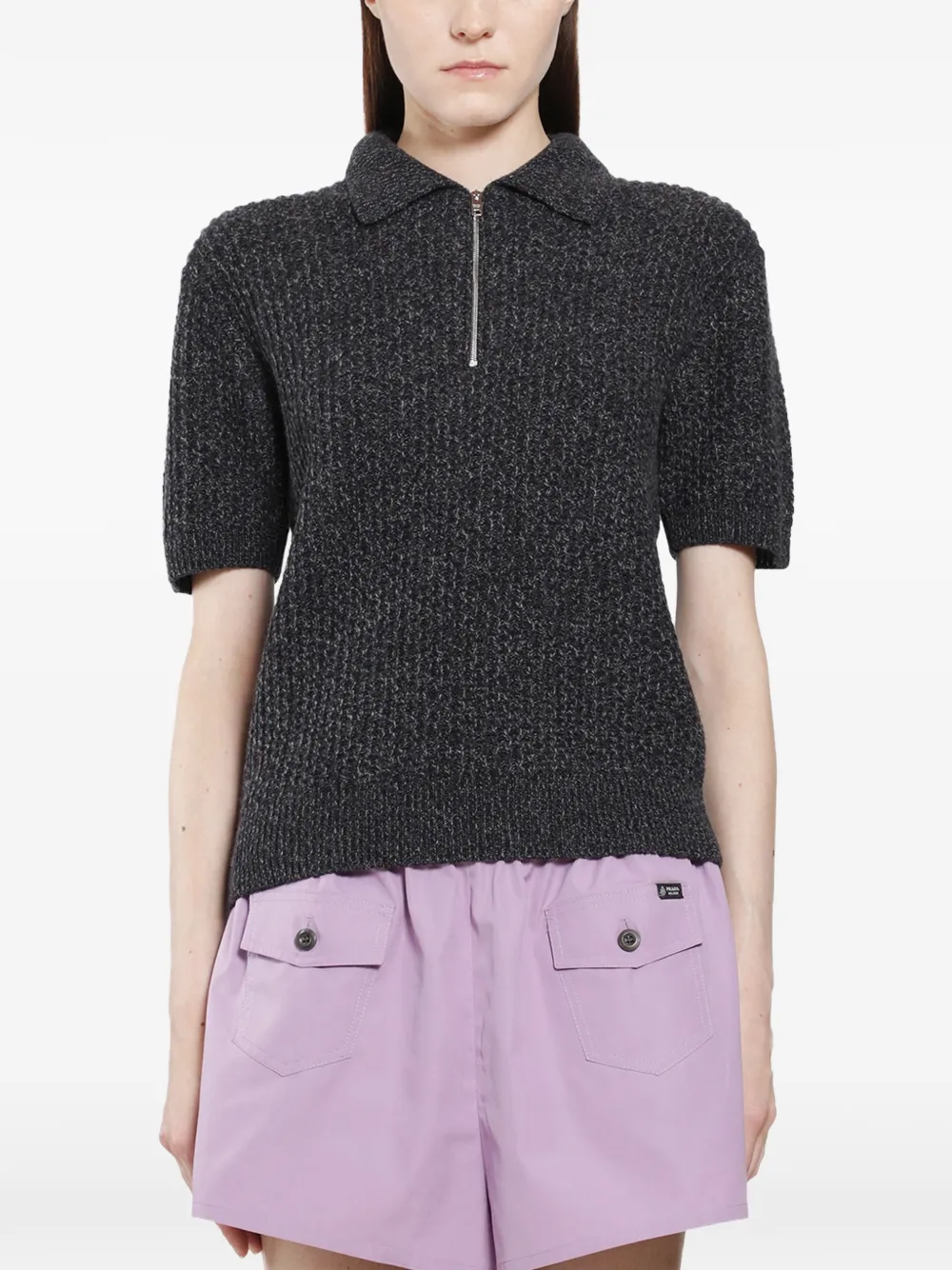 Prada quarter-zip knit sweater - Grigio
