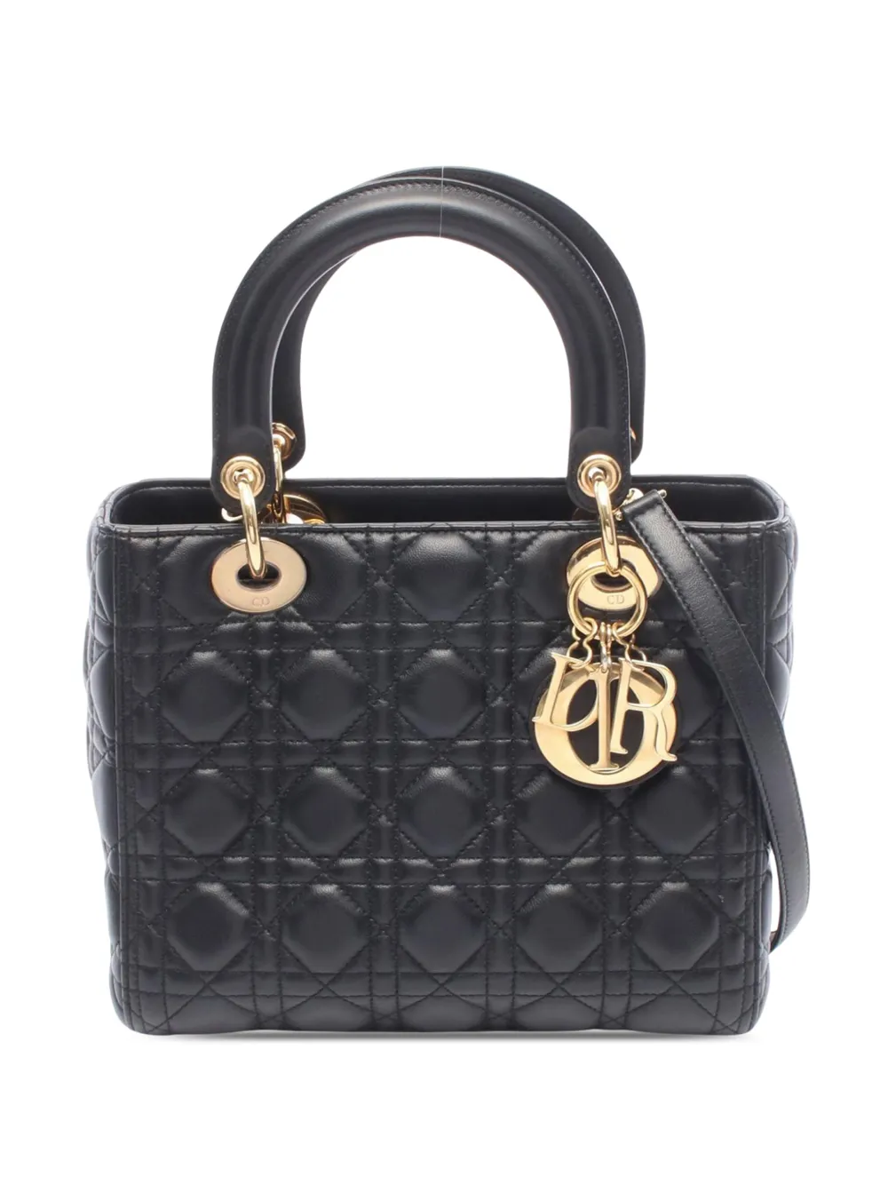 Christian Dior Pre-Owned 2010-2020 Medium Lambskin Cannage Lady Dior satchel - Black
