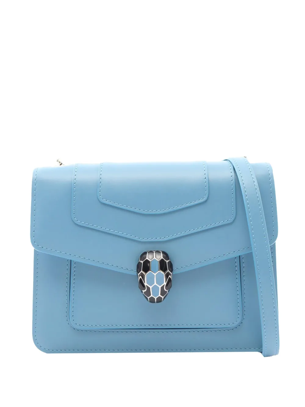 Pre-owned Bvlgari 2012-2026 Leather Serpenti Forever Crossbody Bag In Blue