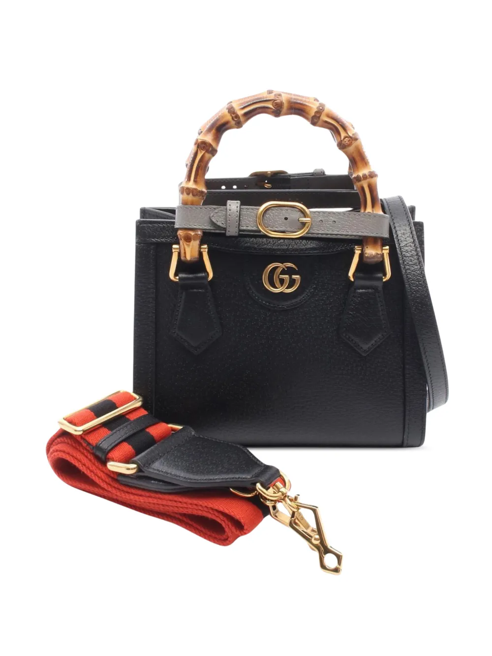 Pre-owned Gucci 2016-2026 Mini Calfskin Bamboo Diana Satchel In Black