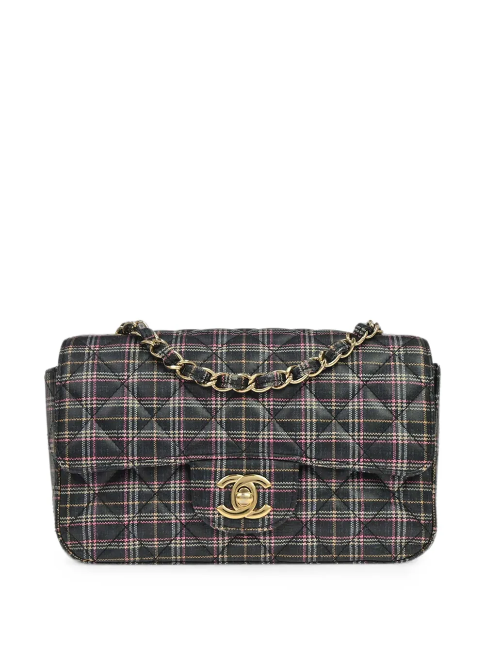 CHANEL Pre-Owned 2019 plaid-print Flap shoulder bag - Nero