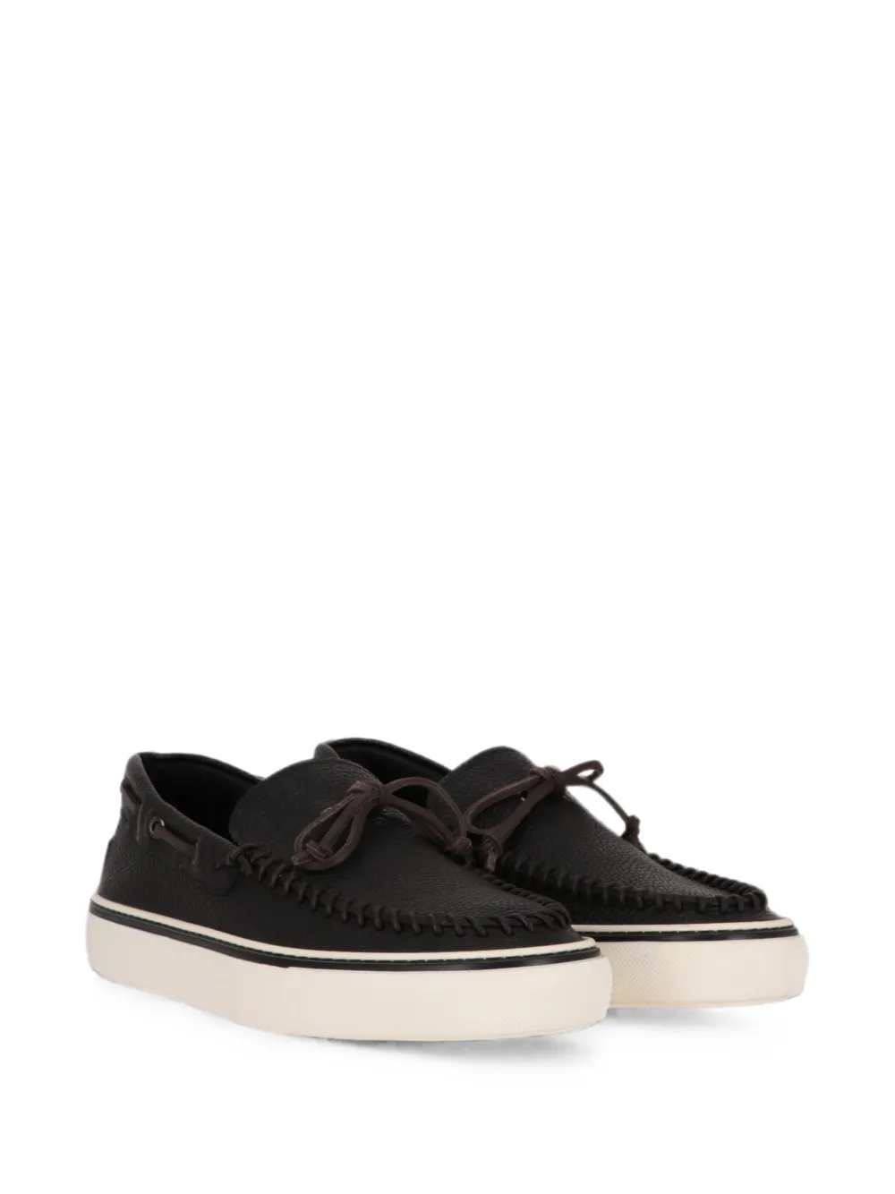 Tod's whipstitch-detail leather loafers Zwart