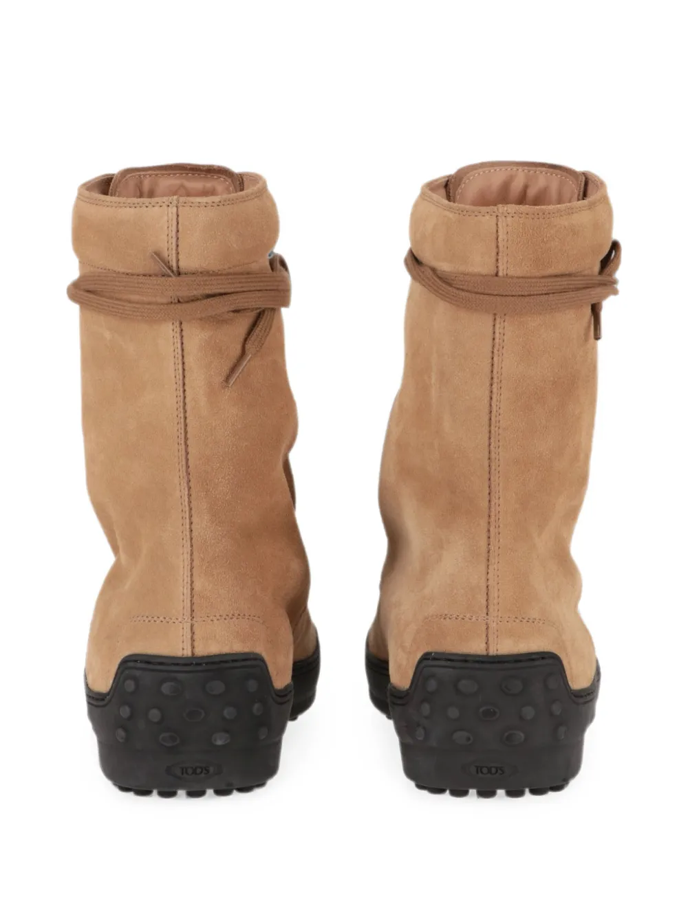 Tod's lace-up suede boots Beige