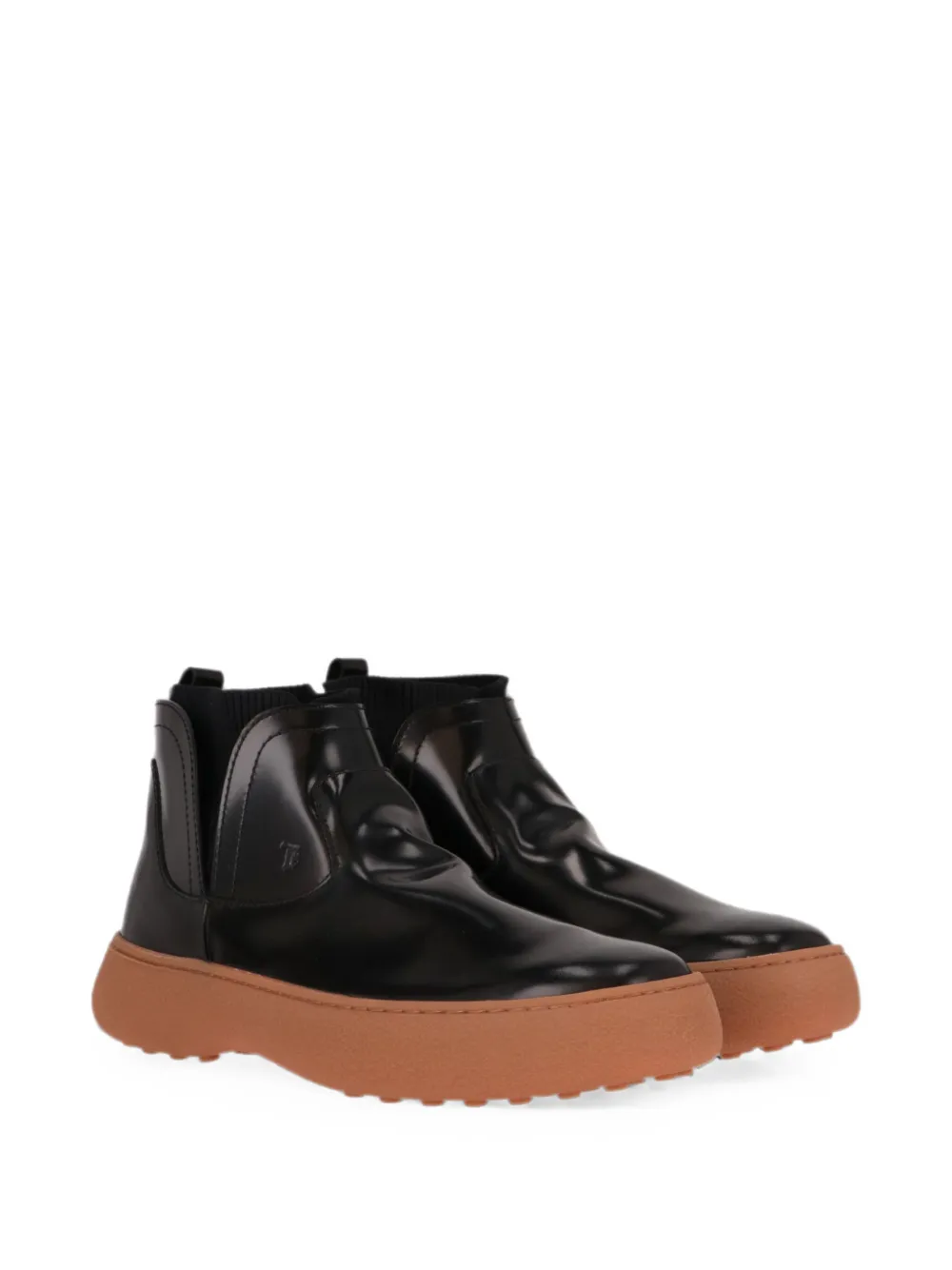 Tod's logo-embossed platform ankle boots Zwart