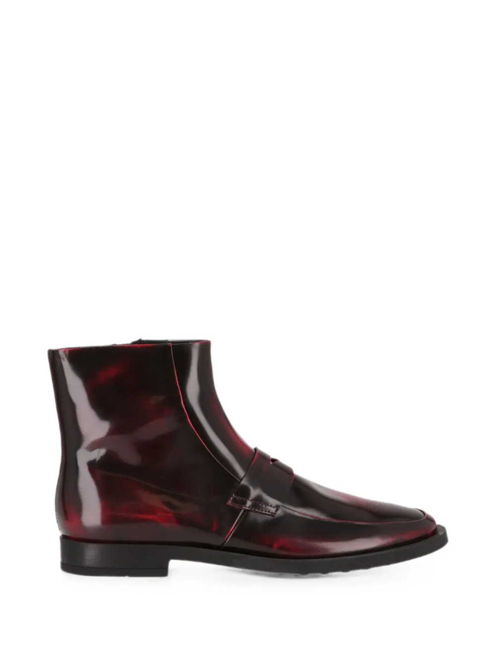 Tod's glossy-finish penny ankle boots - Rot