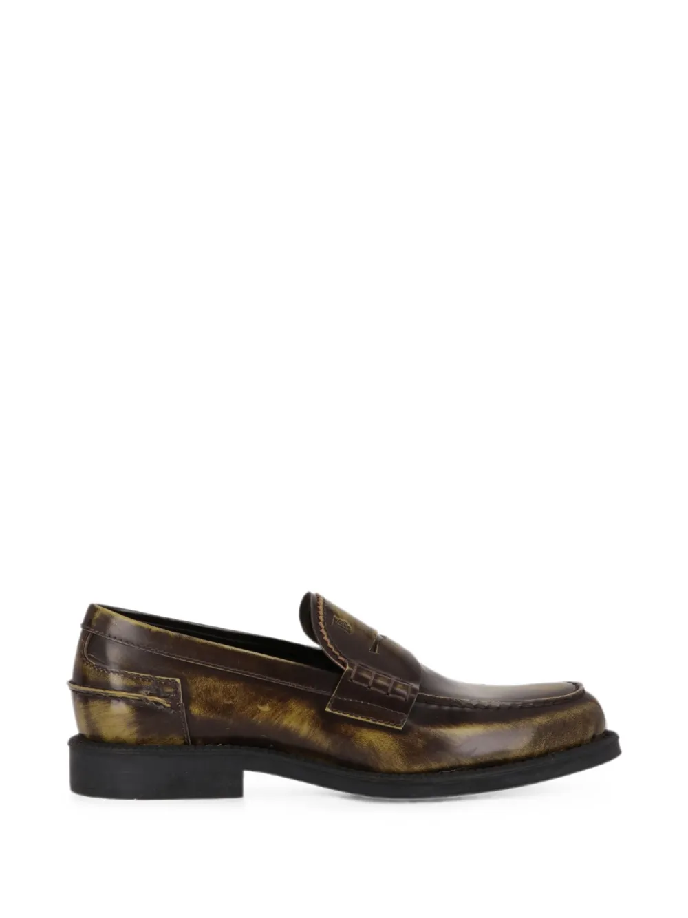 Tod's burnished leather loafers Bruin