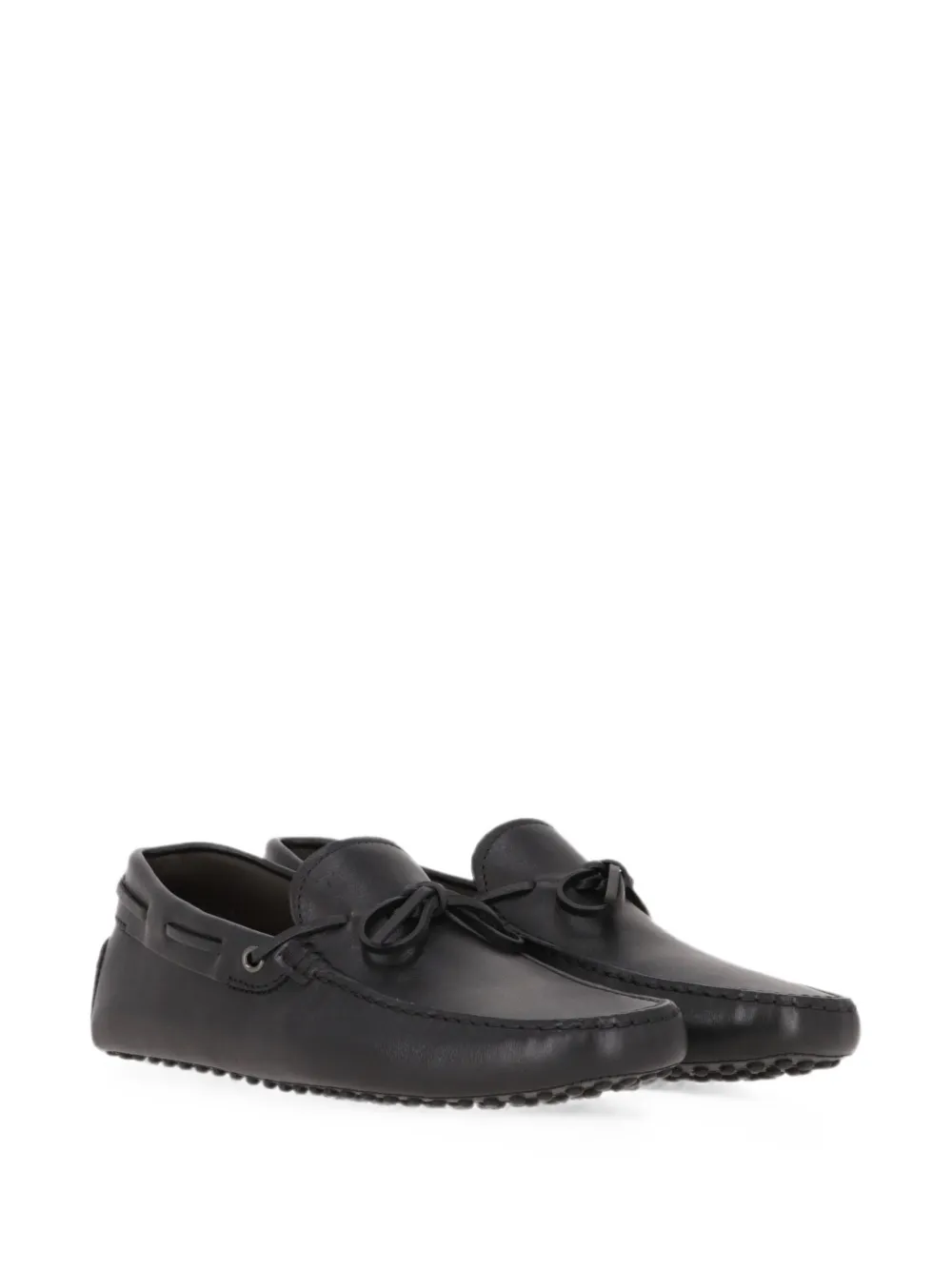 Tod's bow-detail leather loafers Zwart