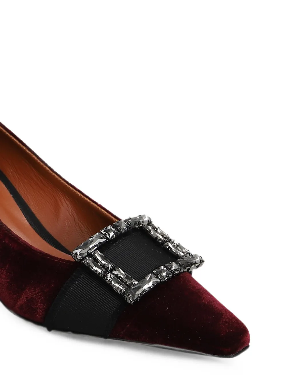 Roberto Festa Decolette crystal-buckle velvet pumps Rood