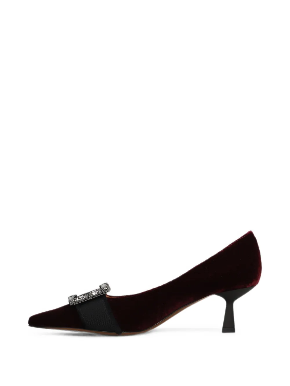 Roberto Festa Decolette crystal-buckle velvet pumps Rood
