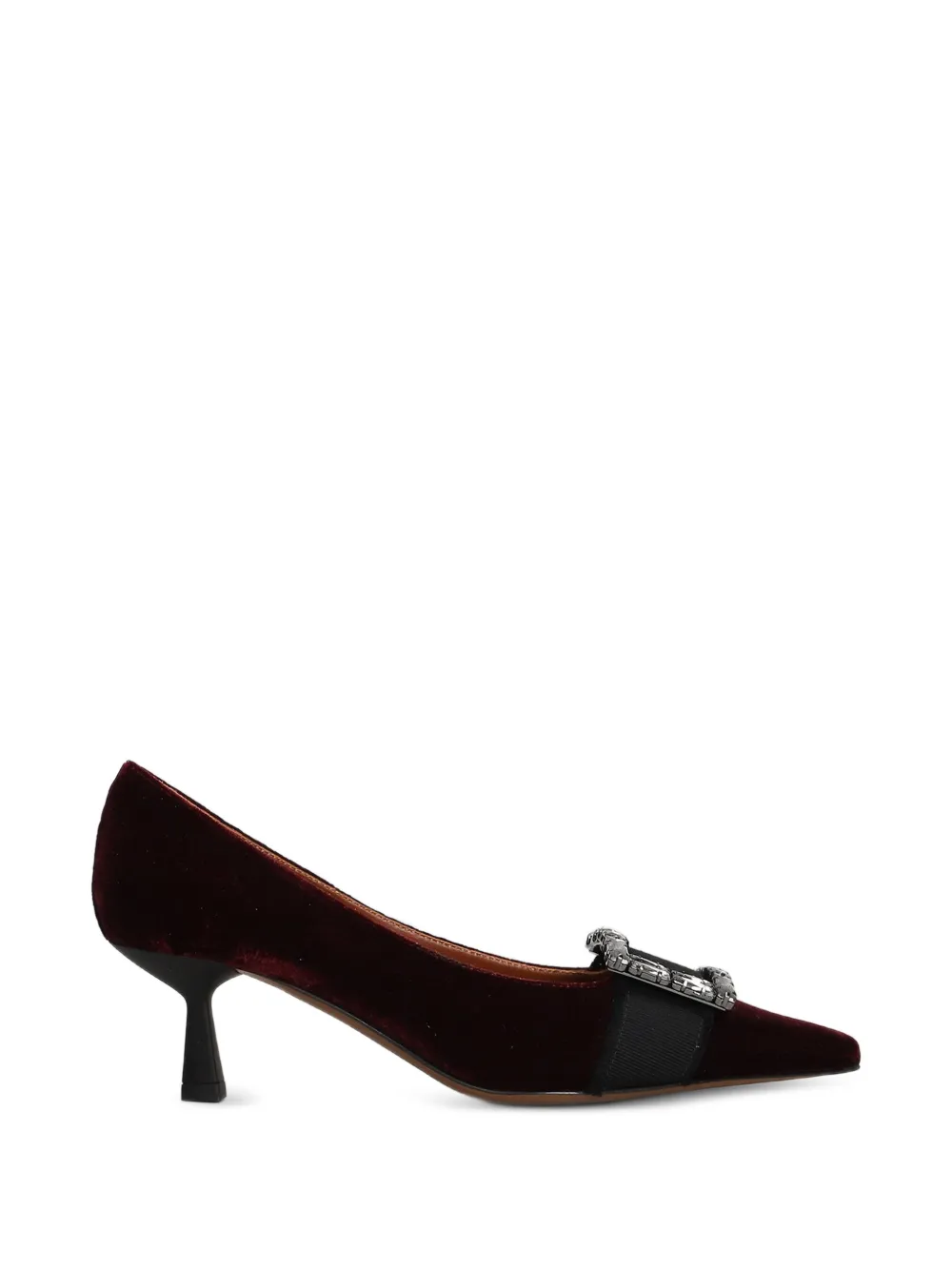 Roberto Festa Decolette crystal-buckle velvet pumps Rood