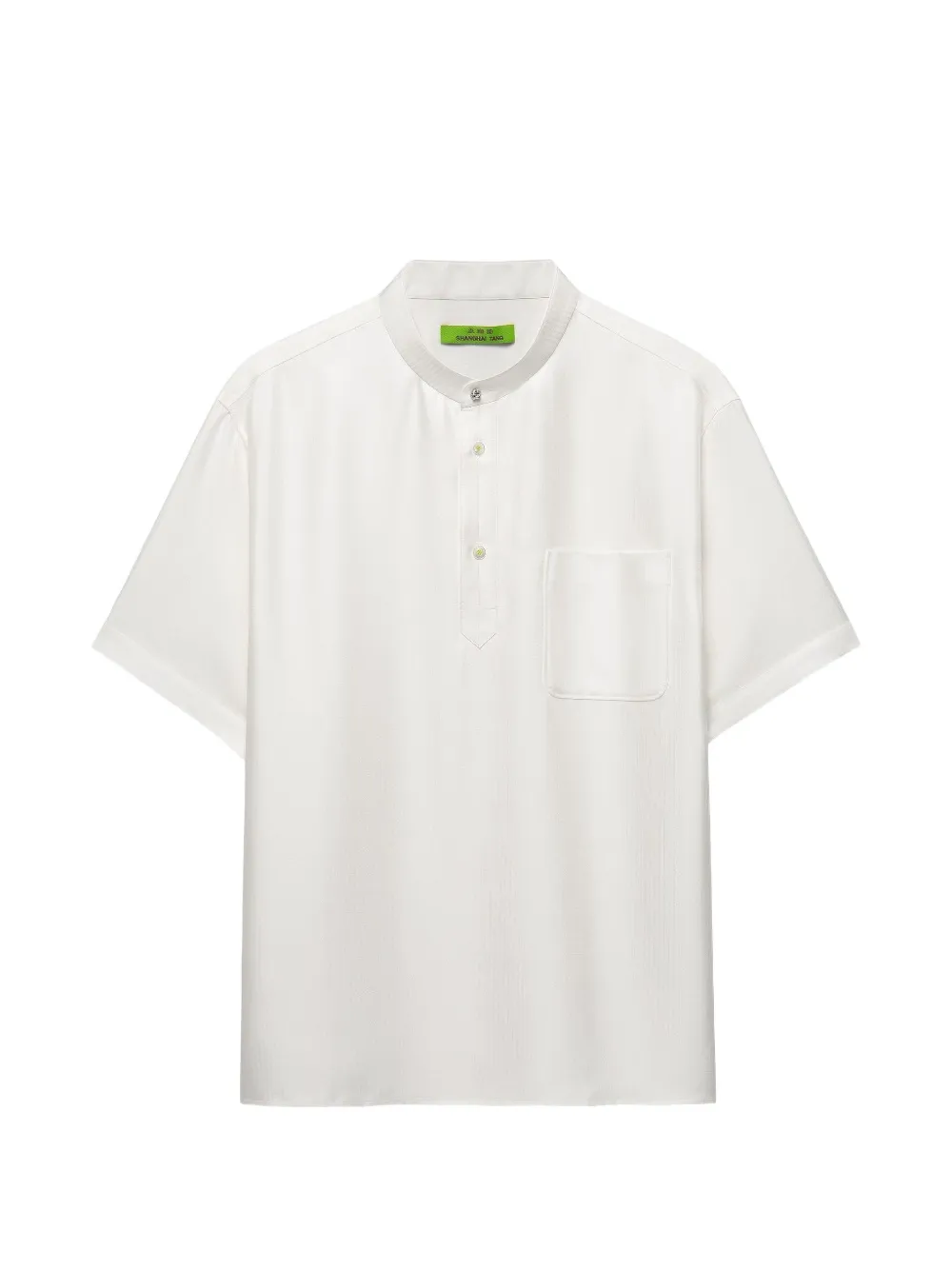 Shanghai Tang herringbone-weave short-sleeved polo shirt - Bianco