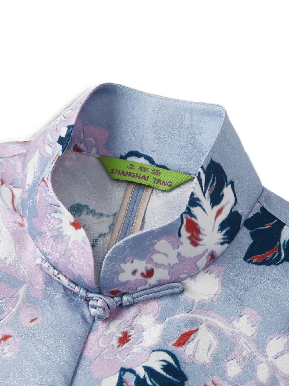 Shanghai Tang Scholar jack met bloemenpatroon en jacquard Blauw