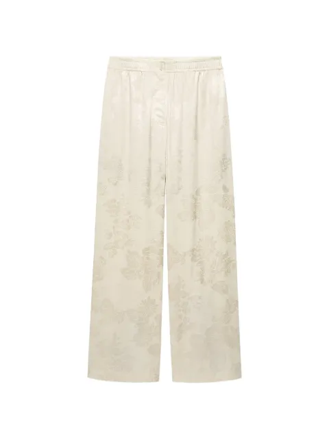 Shanghai Tang floral-jacquard flared trousers