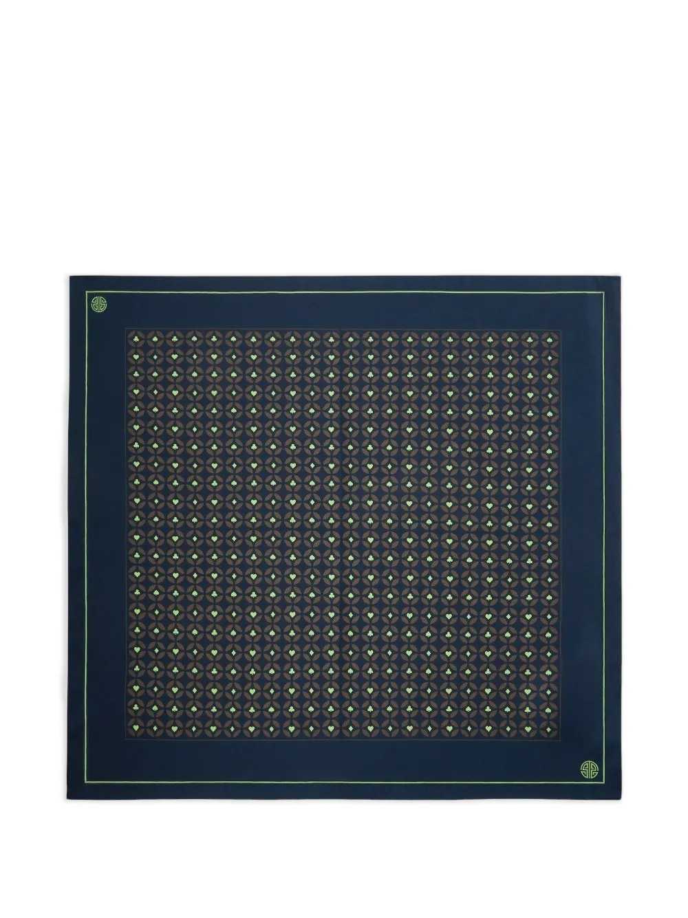 Shanghai Tang geometric-print mulberry silk pocket square - Blu