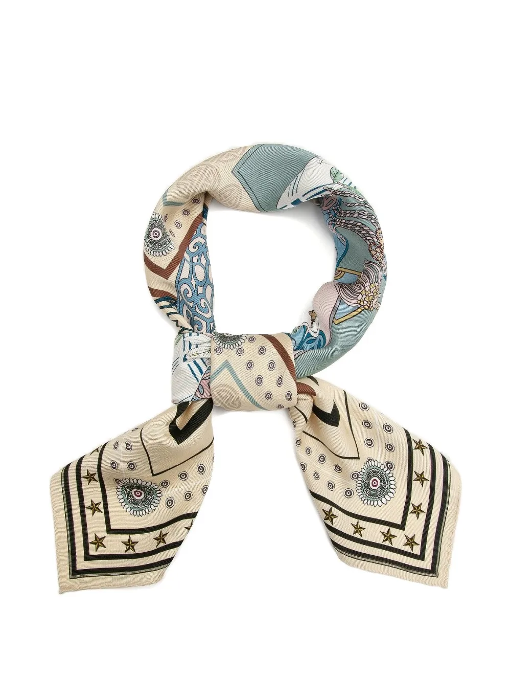 Shanghai Tang A Winning Hand silk foulard Beige