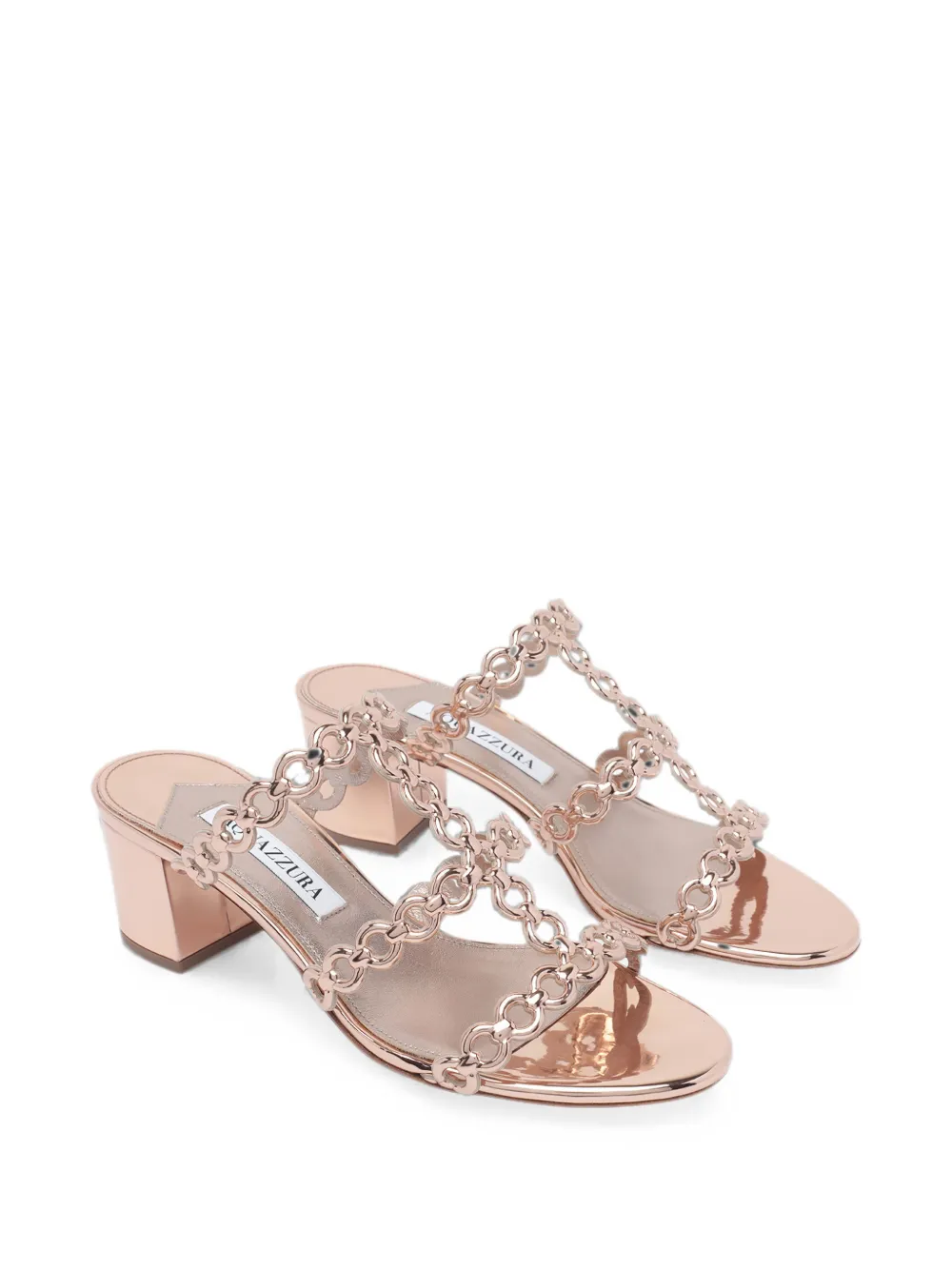 Aquazzura intertwined-chain block-heel sandals Goud
