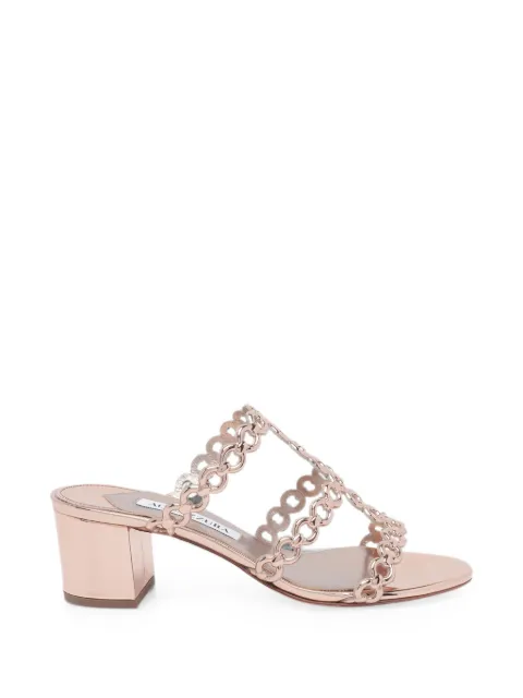 Aquazzura sandalias con tacón grueso y cadena entrelazada