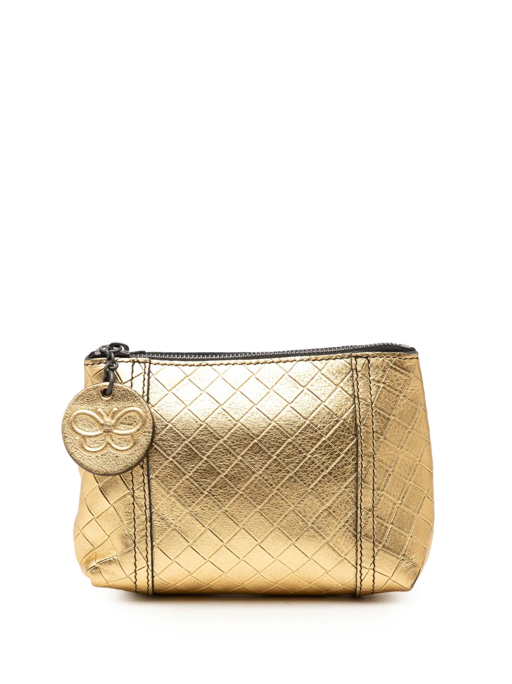 Bottega Veneta Pre-Owned 2012-2026 Metallic Nappa Intrecciomirage pouch - Oro