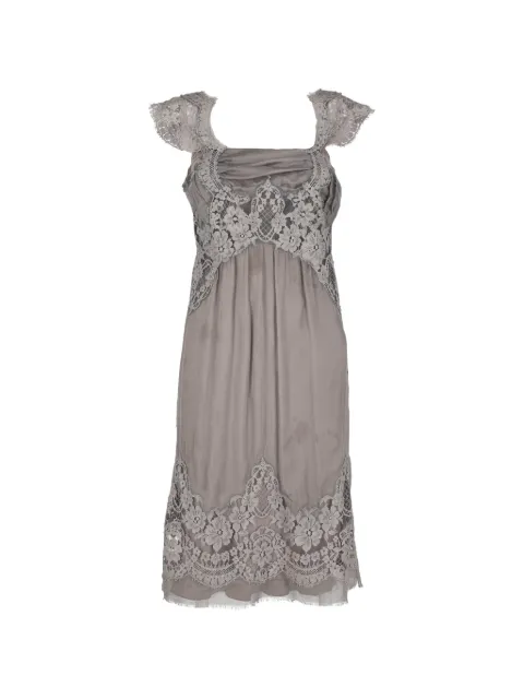 Alberta Ferretti Vintage lace-panelled mid silk dress