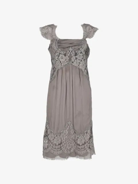 Alberta Ferretti Vintage lace-panelled mid silk dress